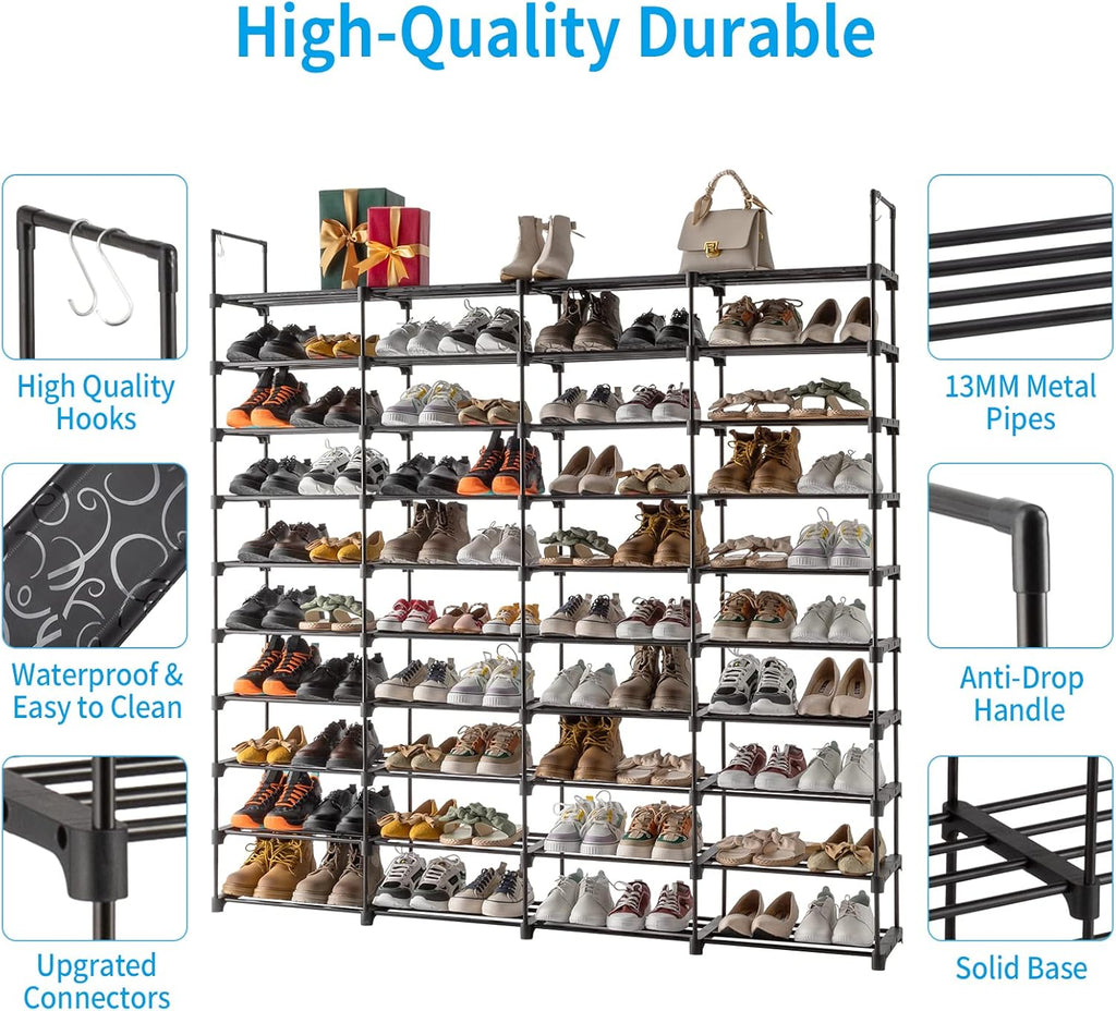 Black 80 Pairs Metal Shoe Rack Q2859