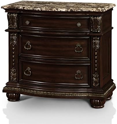 Brown Cherry Wood 3-Drawer Nightstand Y760