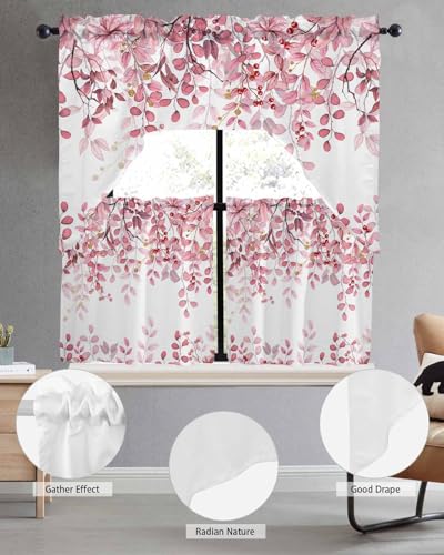 Turquoise Blue Eucalyptus Leaves Valance Curtains Rod Pocket 1 Panel 42x12 F727