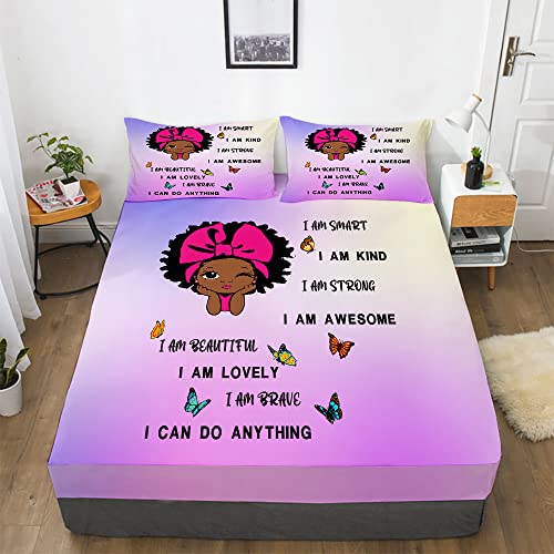 Purple Fitted Sheet Set with 2 Pillowcases N9635