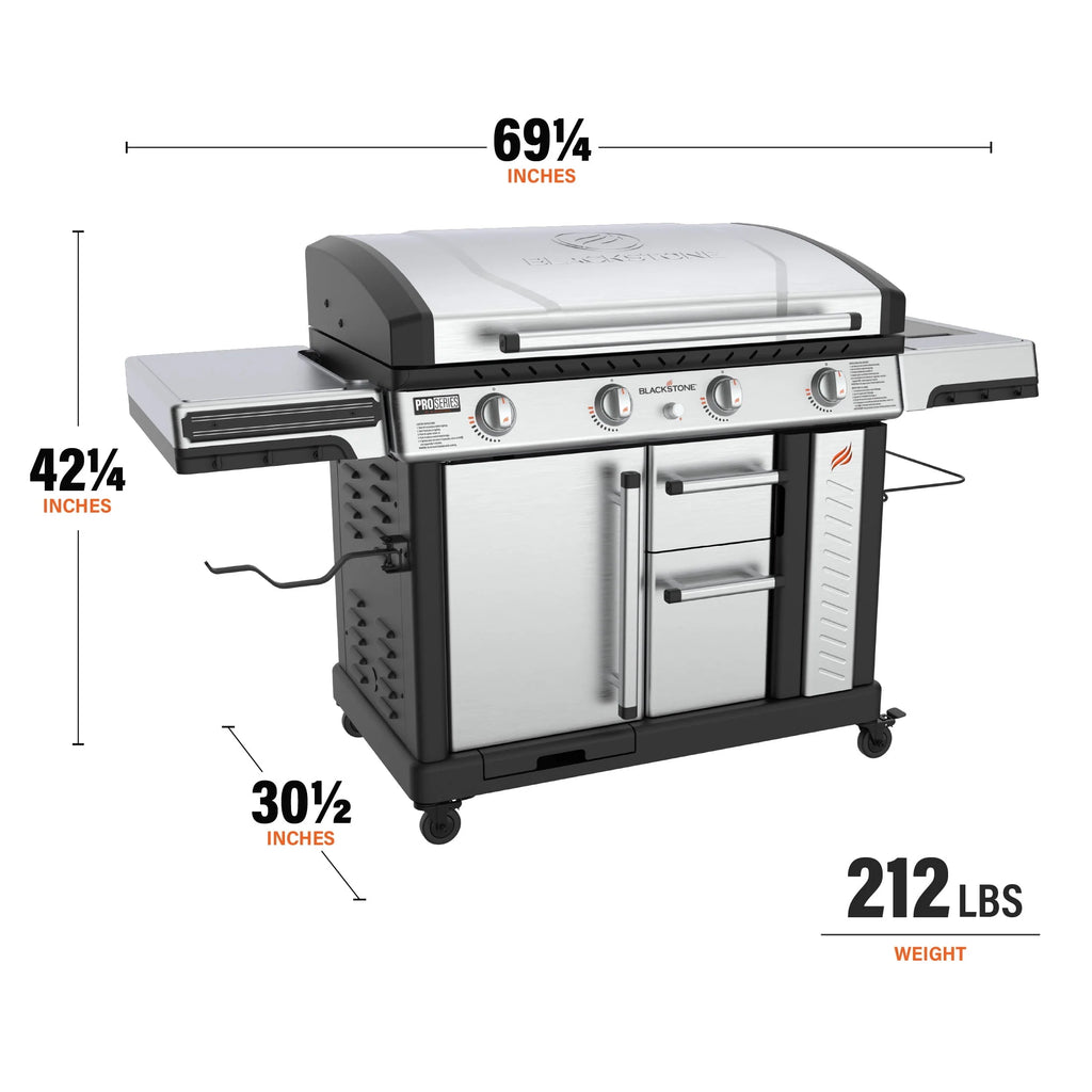 4-Burner 36 Propane Griddle with Stainless Steel Cabinet and Hood Z491