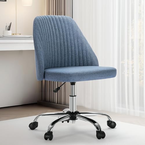 Armless Fabric Office Chair with Wheels Adjustable Swivel N291