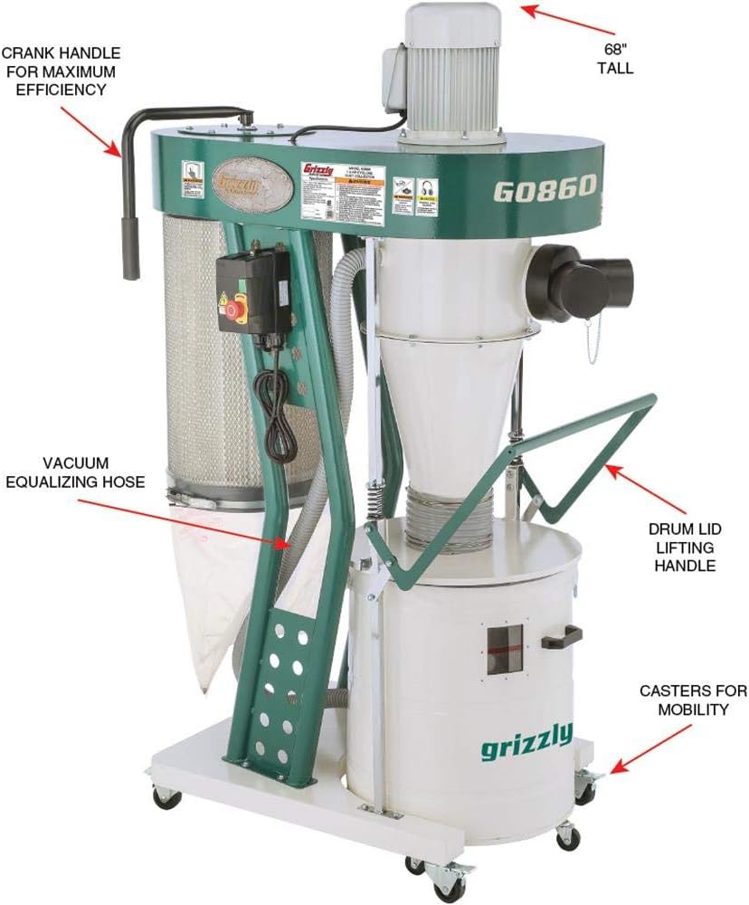 1-1/2 HP Portable Cyclone Dust Collector D51600