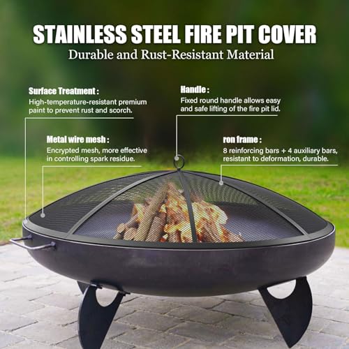 27 Inch Heavy-Duty Steel Mesh Fire Pit Screen H7250