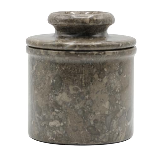 White Marble Butter Crock with Lid U61975