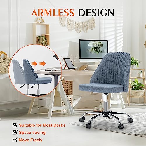 Armless Fabric Office Chair with Wheels Adjustable Swivel N291
