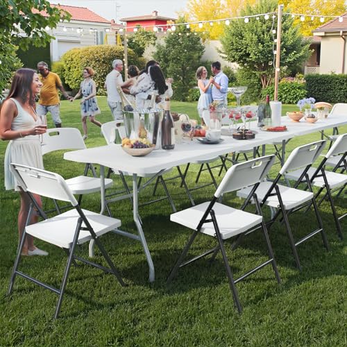 White Plastic Folding Chairs, 6 Pack N67884