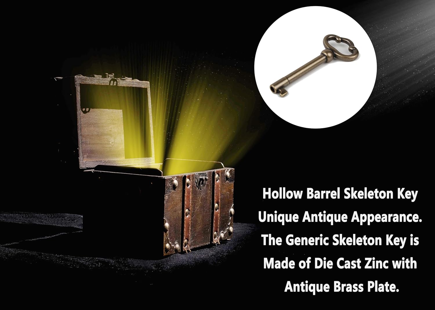 Antique Brass Plated Hollow Barrel Skeleton Key (2 Pack) D334