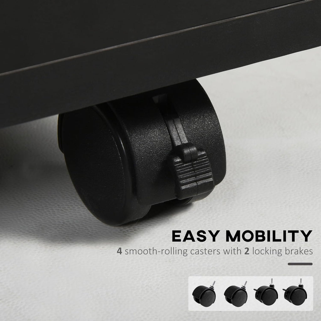 Black Mobile Storage Cabinet with Drawer and Castors X912