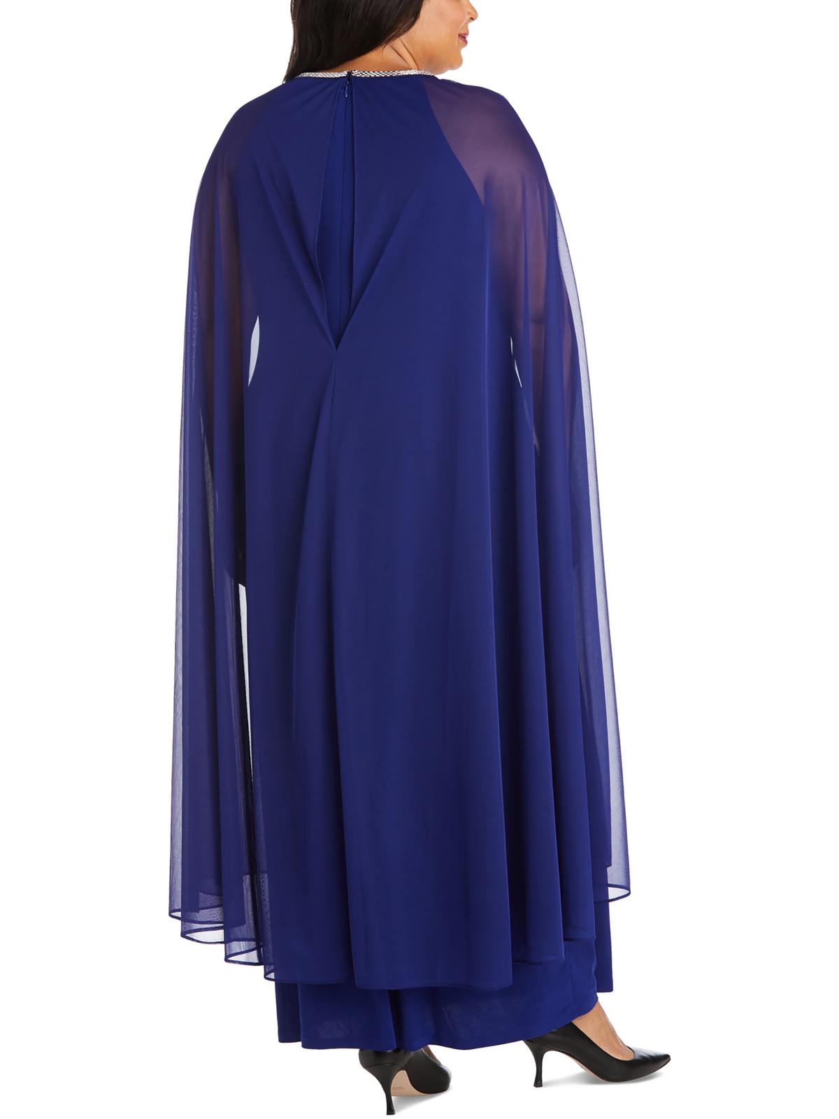 Women Plus Rhinestone Cape Sleeve Sheath Dress L750