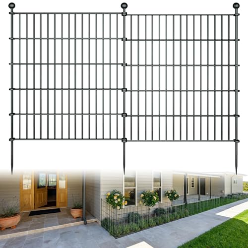 32in H x 23.6ft L Rustproof Metal Fence D935814
