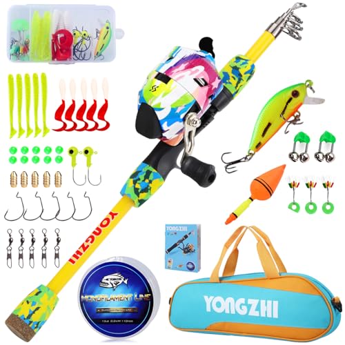 Light Weight Fishing Rod and Reel Combo with Spincast Reel Tackle Bag Lures G791