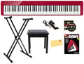 Red Digital Piano Bundle with Furniture Stand, Sustain Pedal, Bench, Instructional Book, DVD, Polishing Cloth X153