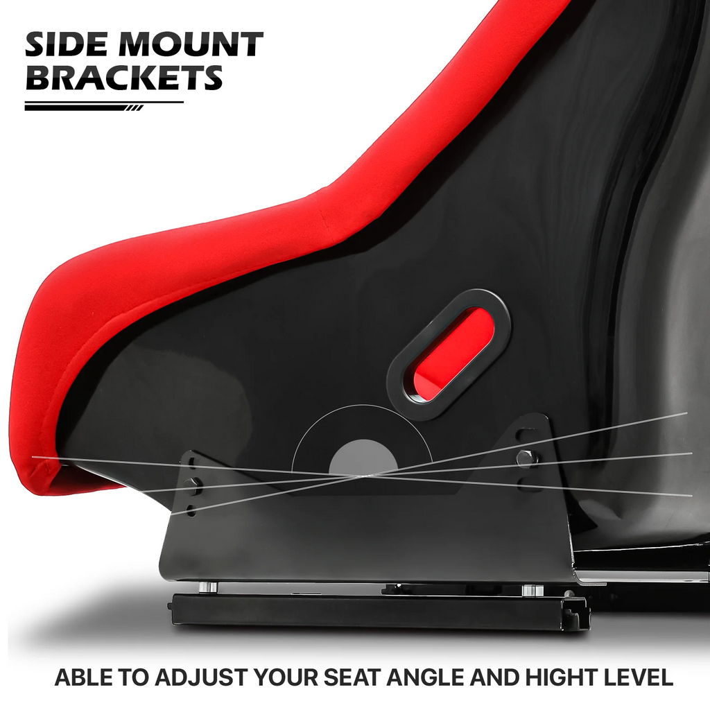 Racing Steering Wheel Stand with Racing Seat, Adjustable Slide, Red L476799