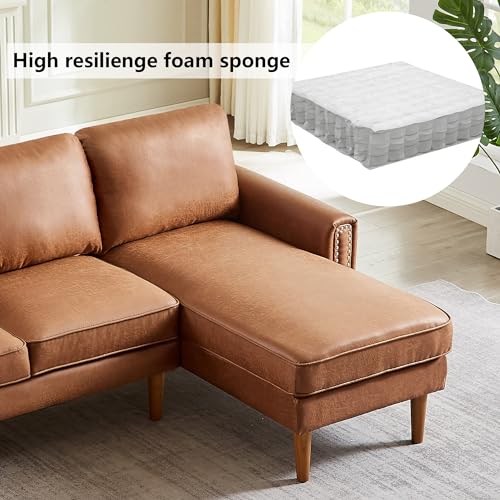 Brown Suede Fabric Convertible Sectional Sofa with Reversible Chaise P4200