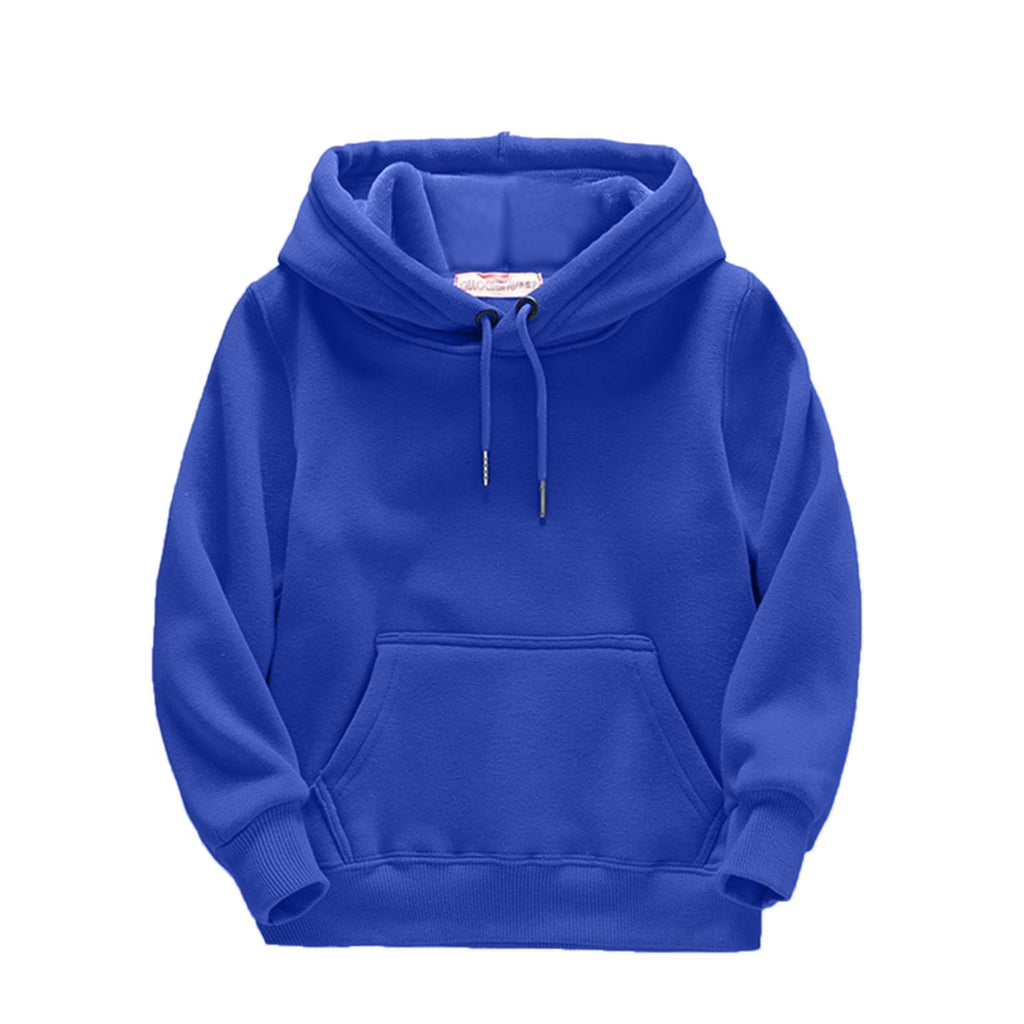 Boys Hoodies Winter Drawstring Hooded Solid Color Print Kids Pullover with Pockets (Blue) B3876