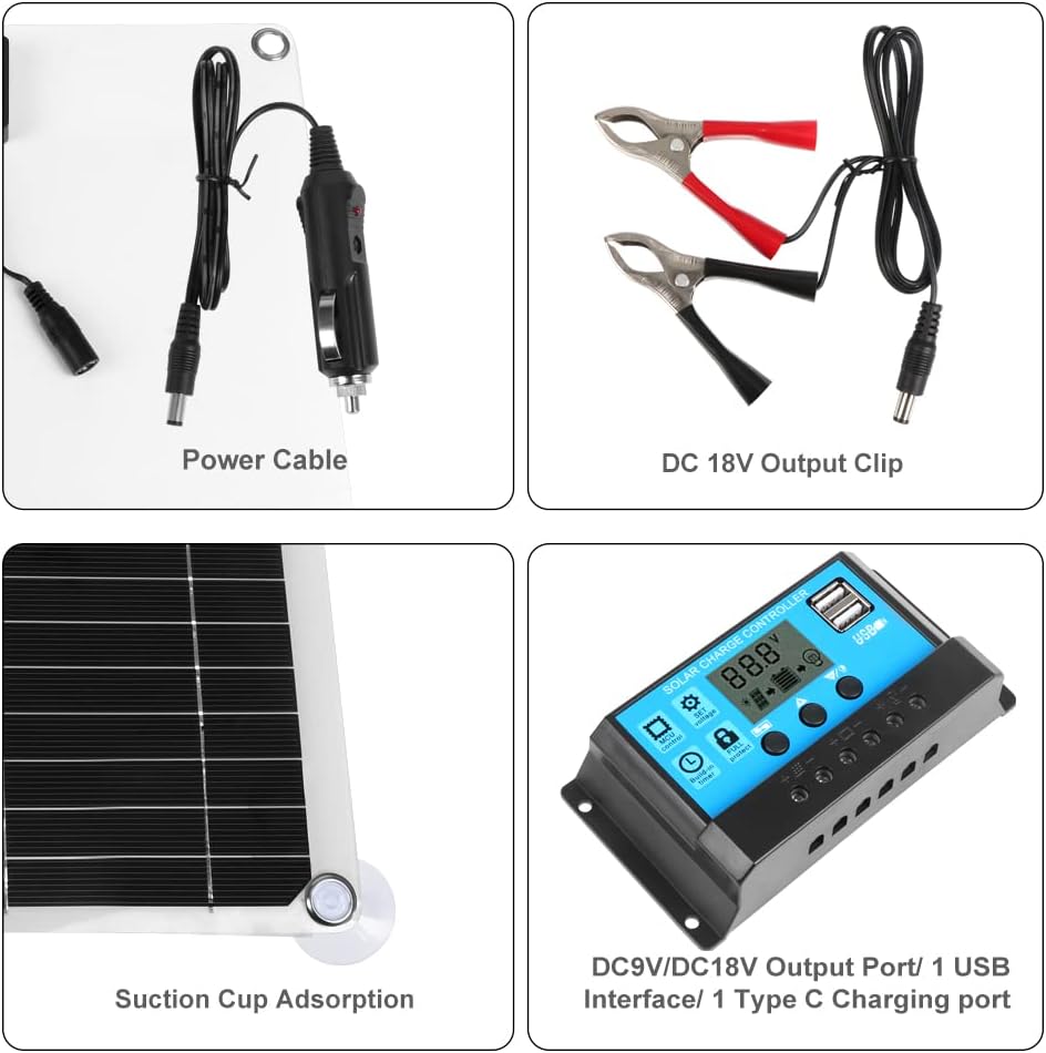 200 Watt 12V Solar Panel Kit with 100A Solar Charge Controller T9051