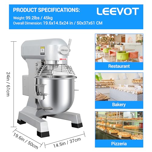 15Qt 600W Commercial Food Mixer, 3-Speed Adjustable Heavy Duty Stand Mixer with Stainless Steel Bowl D225