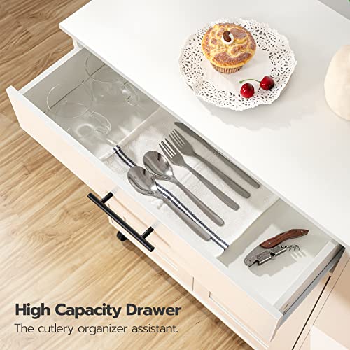 Natural and White Kitchen Island with Power Outlet and Drawer Z16608
