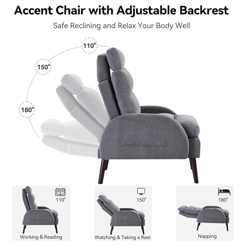 Beige Velvet Oversized Accent Chair with Ottoman T1758