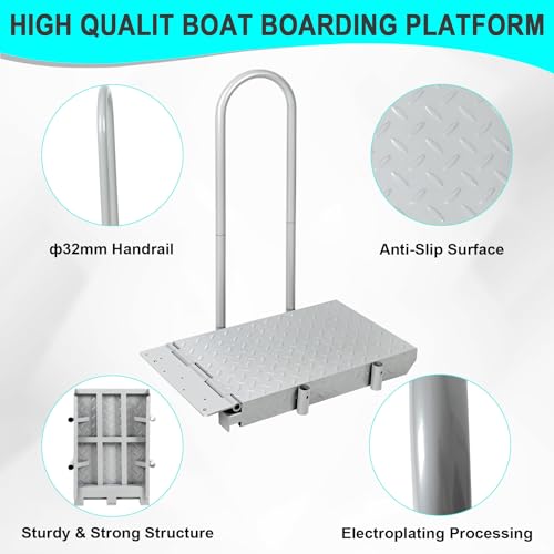 Silver Folding Dock Boarding Platform with Handrail M1220