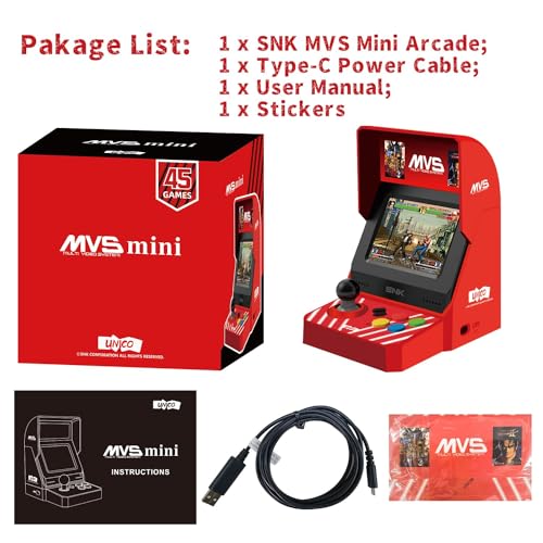 Mini Home Arcade Machine with 45 Pre-Loaded Classic Games, 3.5inch Screen W995309