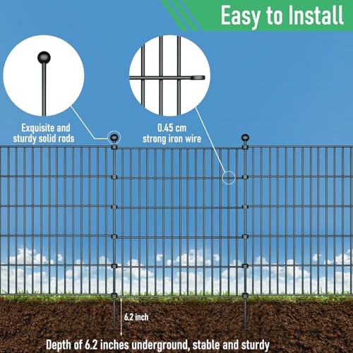 32in H x 23.6ft L Rustproof Metal Fence D935814