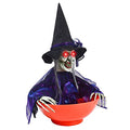Halloween Candy Bowl Witch Decorations Animated LED Lights Sound Activated E125