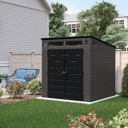 200 cu. ft. Peppercorn Resin Plastic Outdoor Storage Shed F876