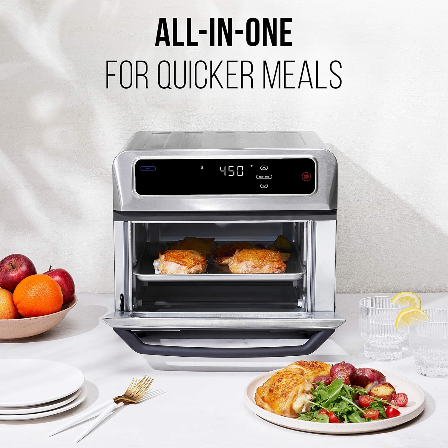 Air Fryer Toaster Oven XL 20L Convection Bake Broil Nonstick Stainless Steel Z737