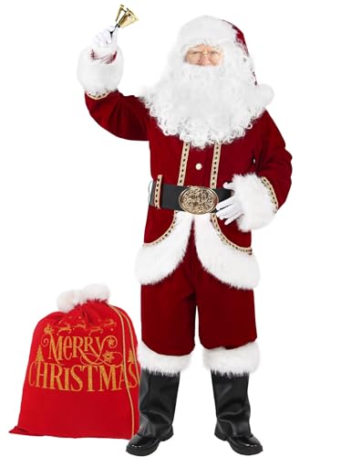 11 Pcs Deluxe Velvet Santa Claus Costume Set F254417