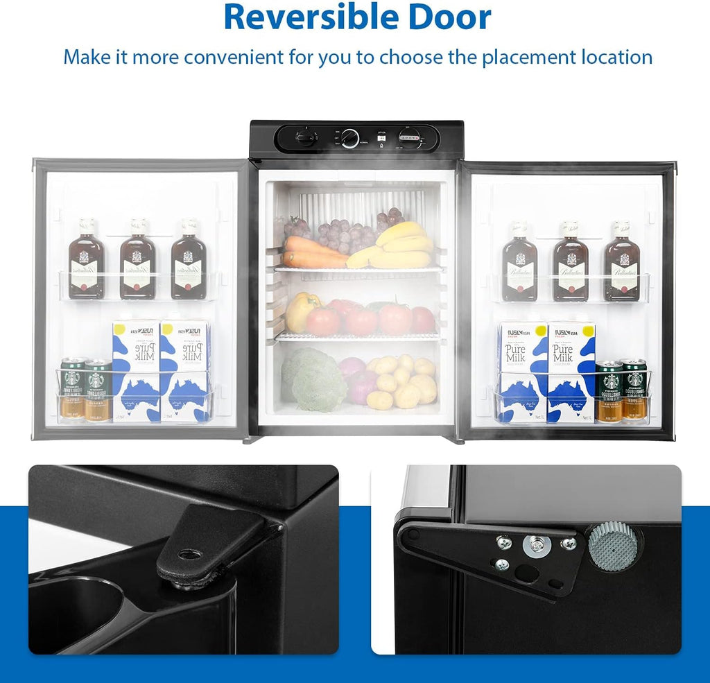 Black 2.1 Cu.Ft Propane Refrigerator 3 Way 120V 12V LPG K85635