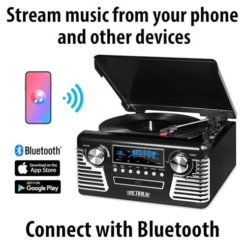 Black 3-Speed Turntable with CD Player, AM/FM Radio, Bluetooth P515544