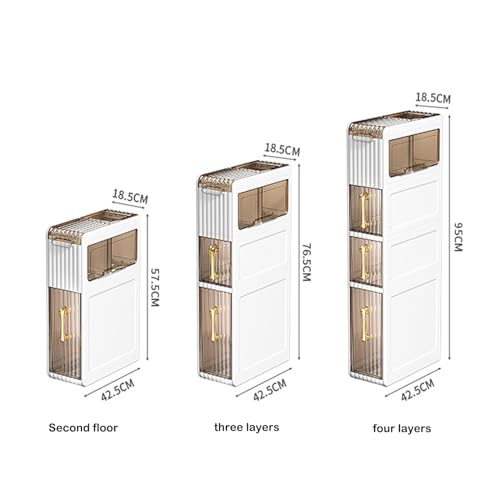 2-Tier Narrow Tall Bathroom Floor Storage Cabinet with Clear Drawers O9670