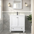 30" Bathroom Vanity Sink Combo with Painted Solid Wood Construction, Undermount Ceramic Sink with Matte Black Faucet & Drain, Pure White X237371