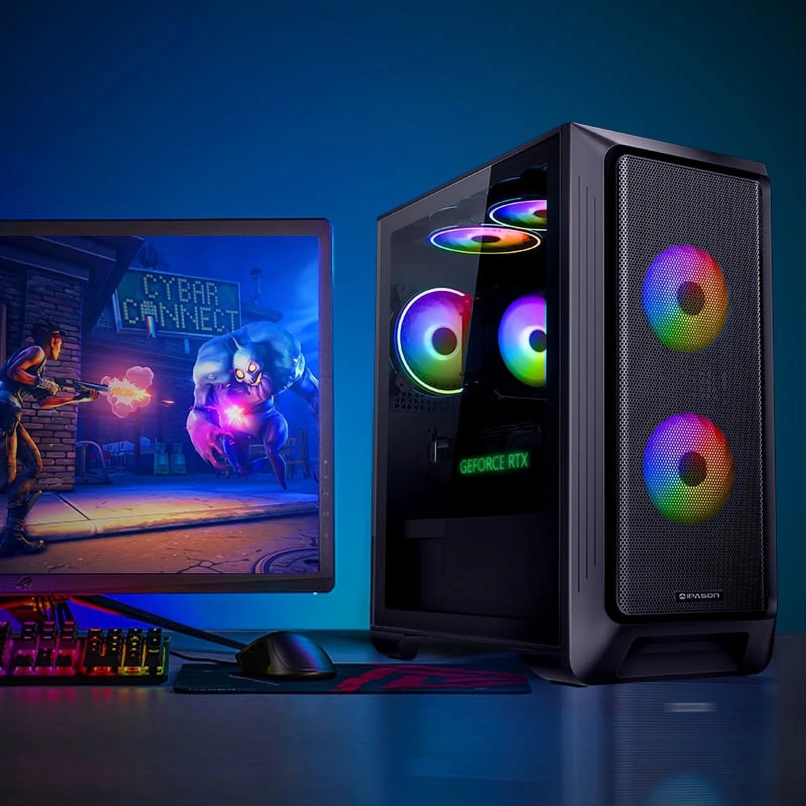 Black Gaming Desktop Intel Core i5-13400F RTX 4060 16GB DDR5 1TB M.2 NVMe Gen3 RGB Fan Cooling 650W 80+ Gold Wifi Windows 11 Home O8791