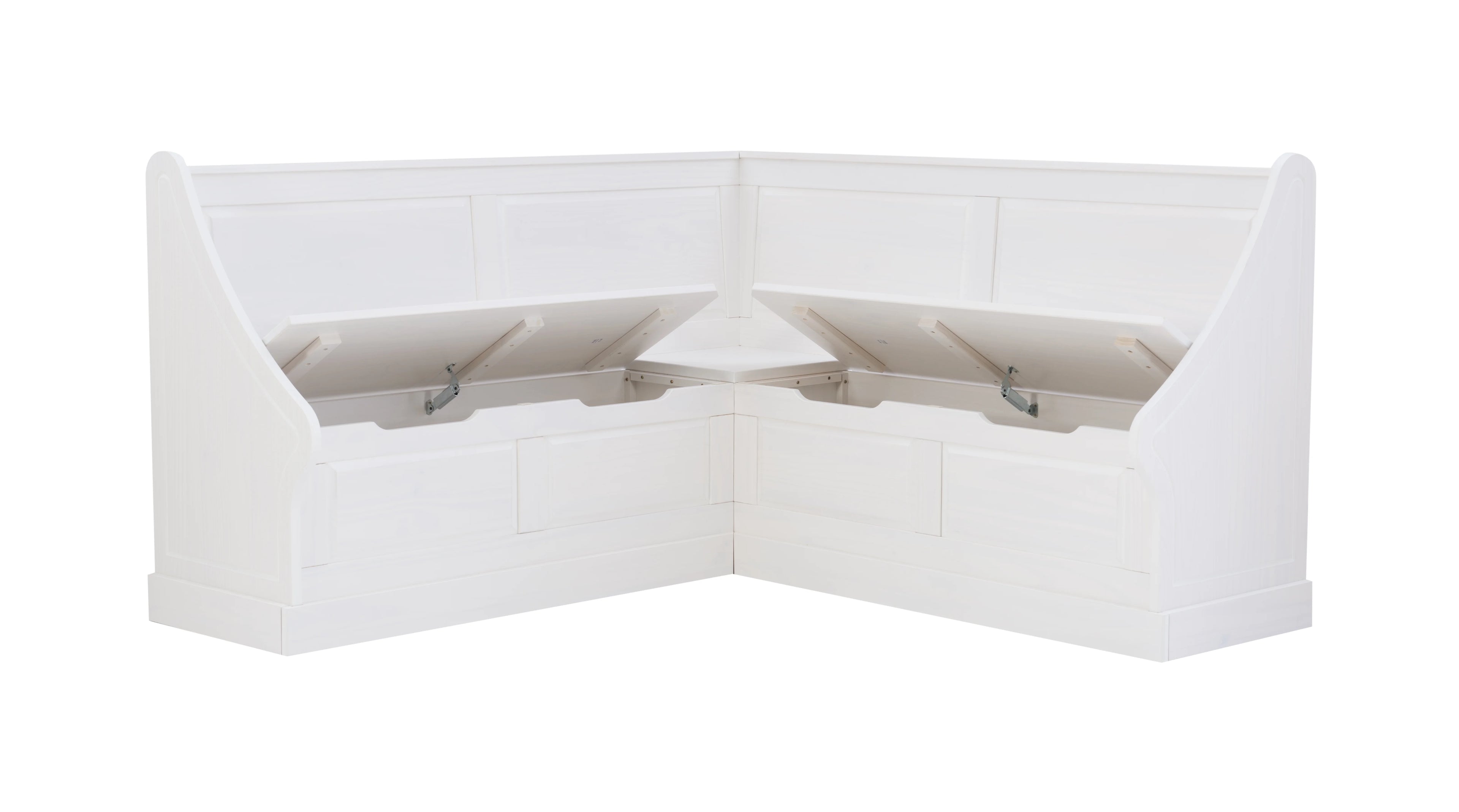 White Wood Corner Dining Bench with Storage, Seats 4 B811