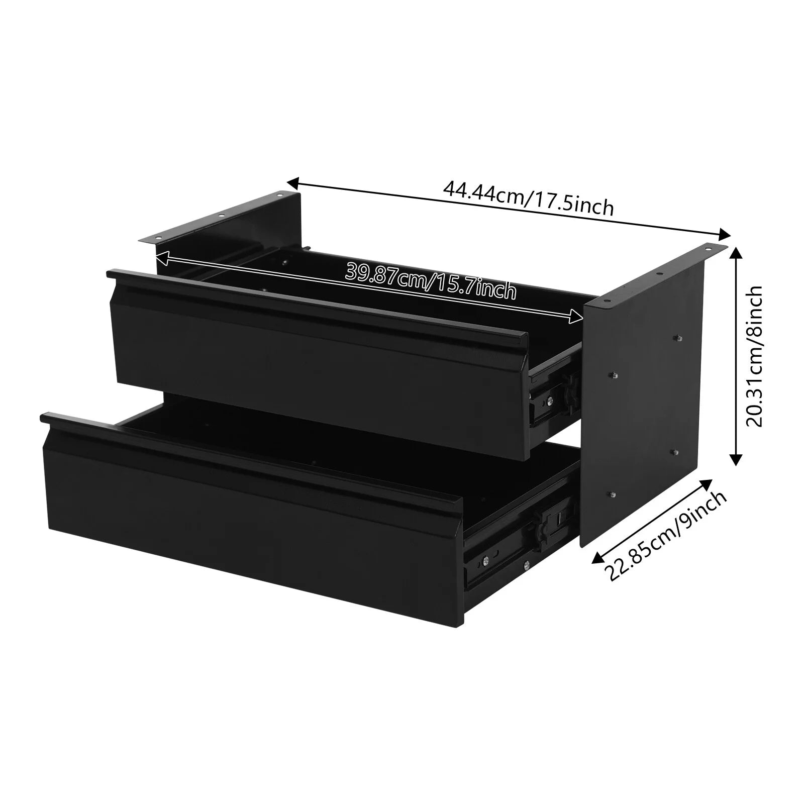 Black Steel Under Desk Sliding Drawer Organizer X62840
