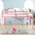 Twin Size Solid Wood Loft Bed Frame with Ladder and Safety Guardrail (White) P903