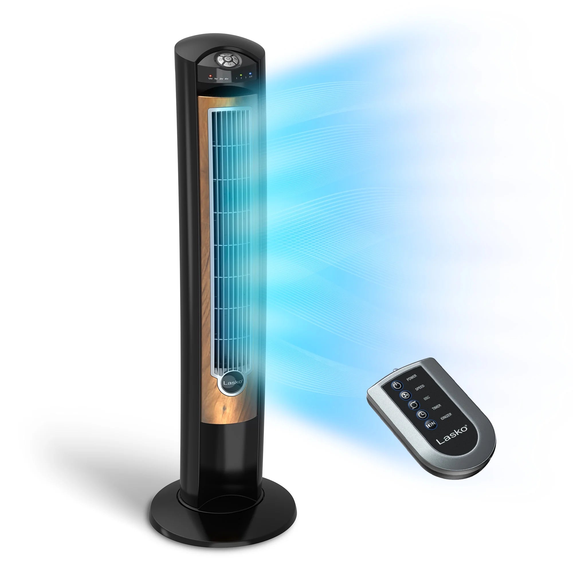 42 Wind Curve Tower Fan with Ionizer, Timer and Remote, Gray B341