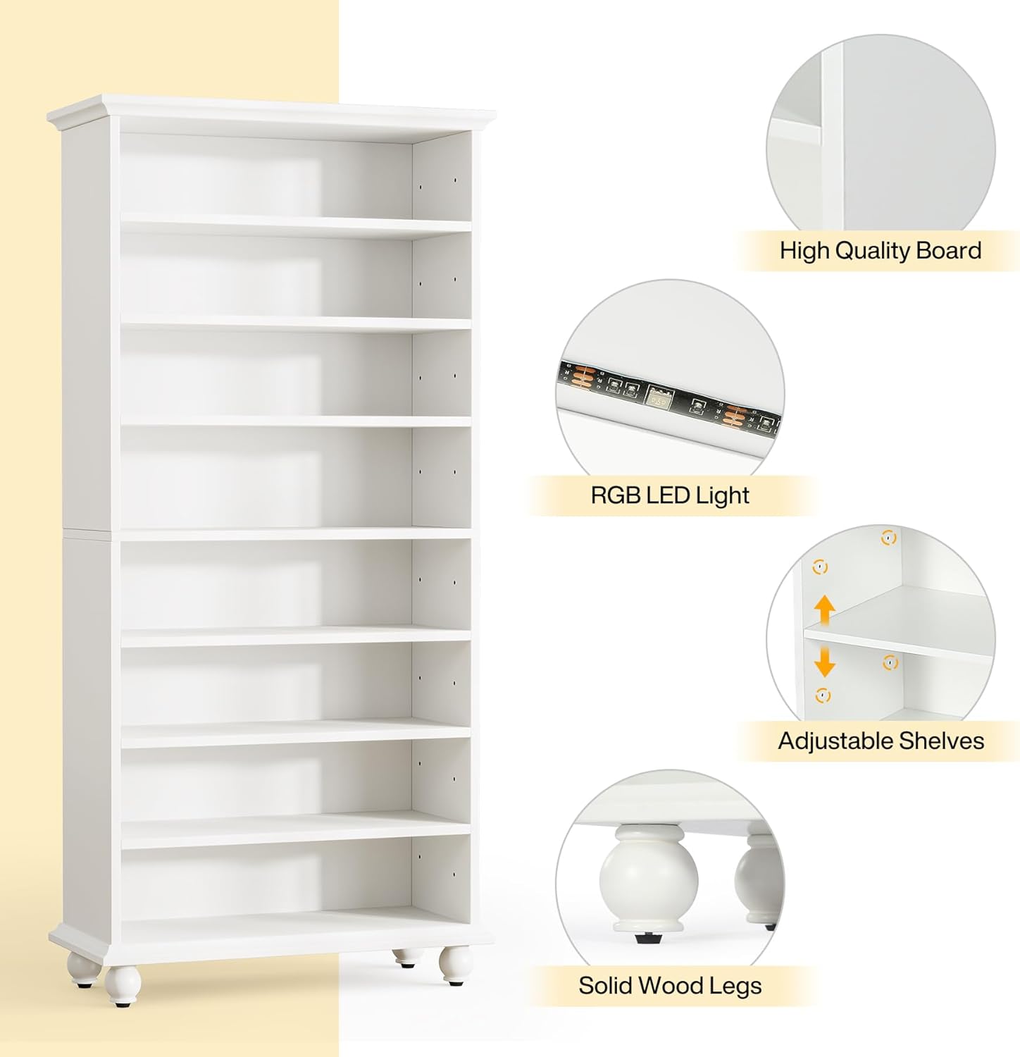 White 9-Tier 30 Pairs Shoe Storage Cabinet with Solid Wood Legs M80643