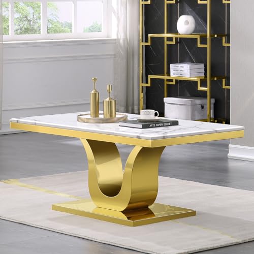 White Silver Rectangle 48" Coffee Table N216
