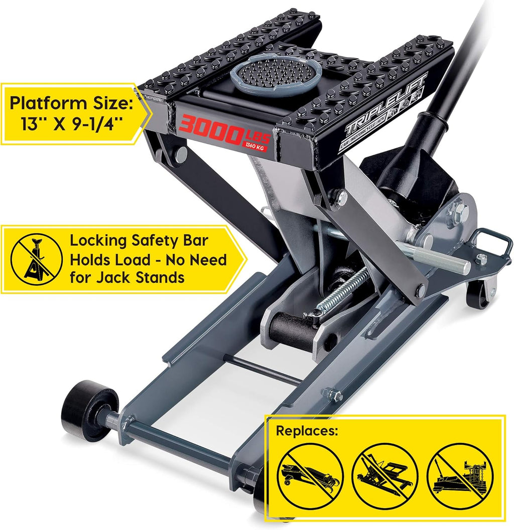 3000Lb Triple Lift Garage Jack, Black N4758