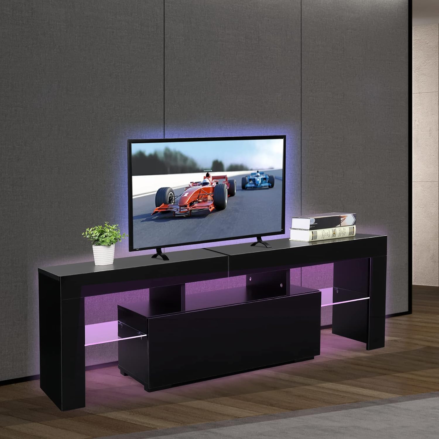 Black LED TV Stand, 51'' x 14'' x 18'' U231