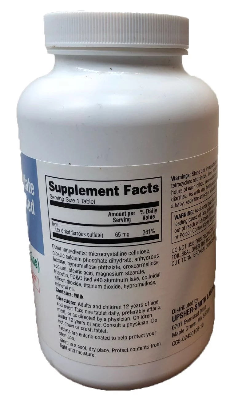 325 mg Ferrous Sulfate Enteric-Coated Dietary Supplement, 1000 Count U72781