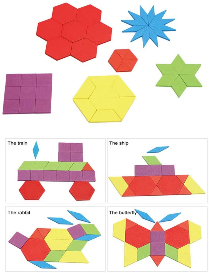 155 Pcs Wooden Geometric Shape Puzzle E68468