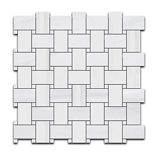 Polished Marble Basketweave Mosaic Tile Z760619