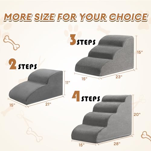 Grey 5-Tiers Non-Slip Waterproof Fabric Dog Stairs Ramp W225331