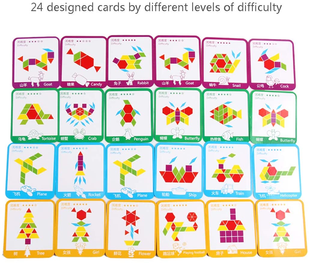 155 Pcs Wooden Geometric Shape Puzzle E68468