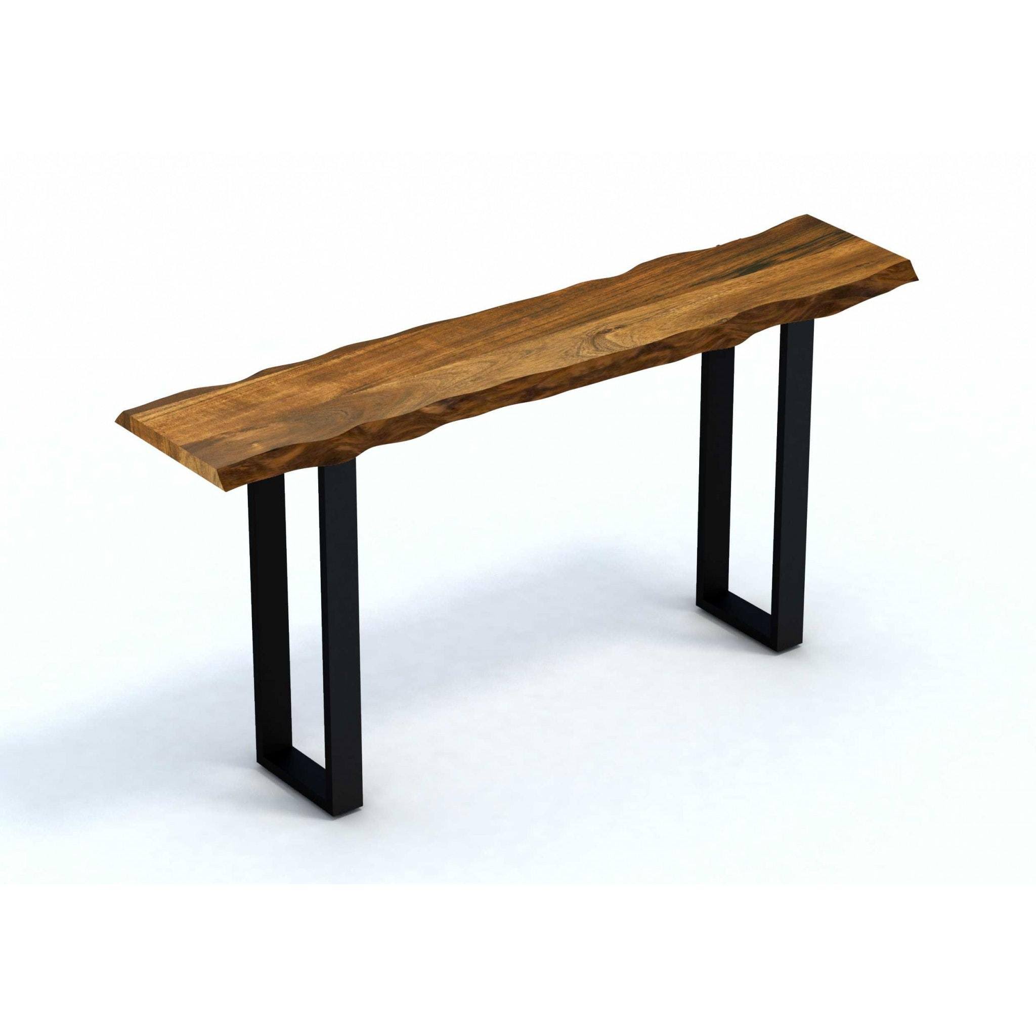 Live Edge Acacia Wood Console Table with Black Metal Legs O70688